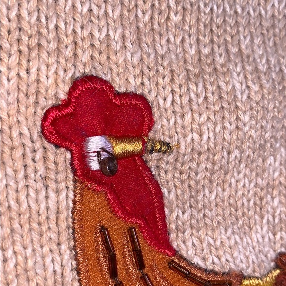 Vintage Fall Autumn Thanksgiving Blue Patchwork Embroidered Knit Zip Sweater 1X - Picture 16 of 16